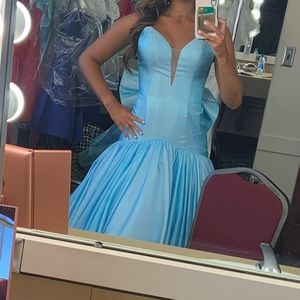 Rachel Allan little blue dress with bow
